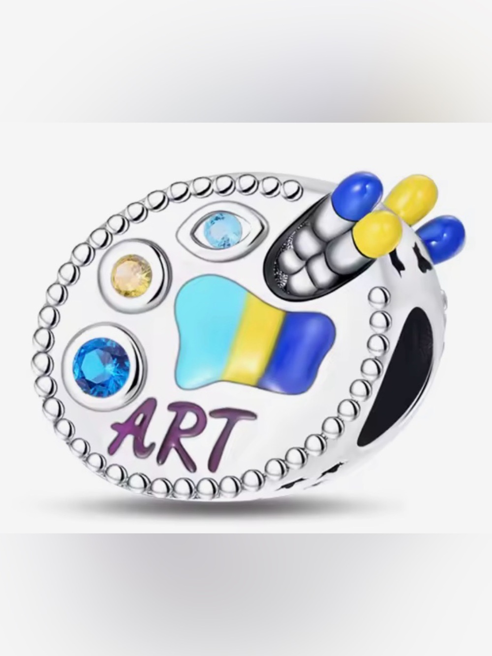 Silver, Blue, Yellow & Purple Art Lovers Charm